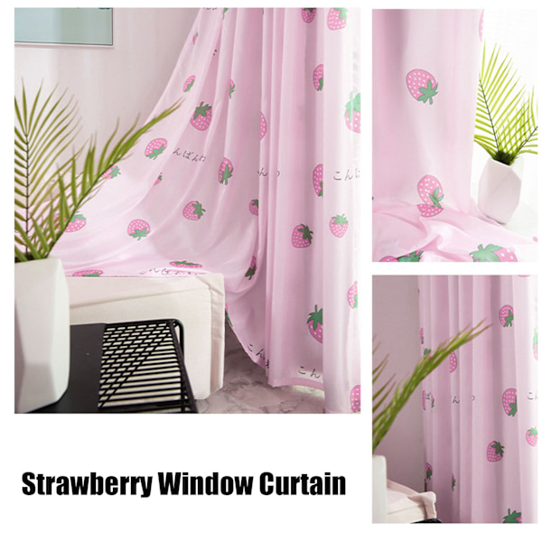 Kawaii Jordgubbstryck Queen Size Sänglakan, Jordgubbsmönstrad Sängkläder Set för Vardagsrum Sovrum Matsal (Rosa)