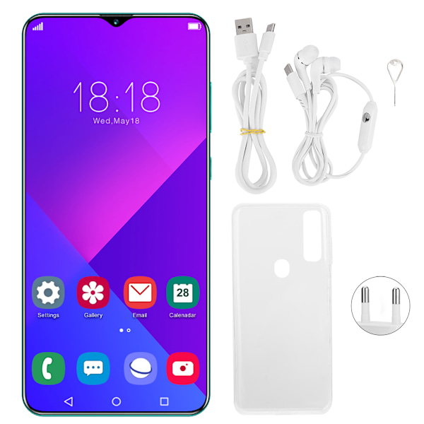 6.26IN 480x1014 Fingeravtrycksupplåsning Dubbla Kort Dubbel Standby Smartphone 100‑240V 2+16GB EU