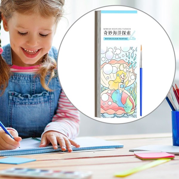Vattenfärgsbok för barn - Tjockt papper, målarset för resor Fantastiskt havsäventyr
