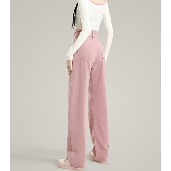 Dam Byxor Vida Ben Raka Ben Hög Midja Lös Bekväm Dam Långbyxor för Vardag Fest Resor Rosa S