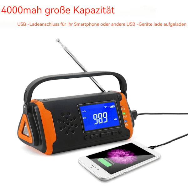 N O A A Vädervarningsradio, Soldriven Handvev Portabel Powerbank för Nödsituationer, Am Fm Kortvåg, Uppladdningsbart Litiumbatteri, Digital