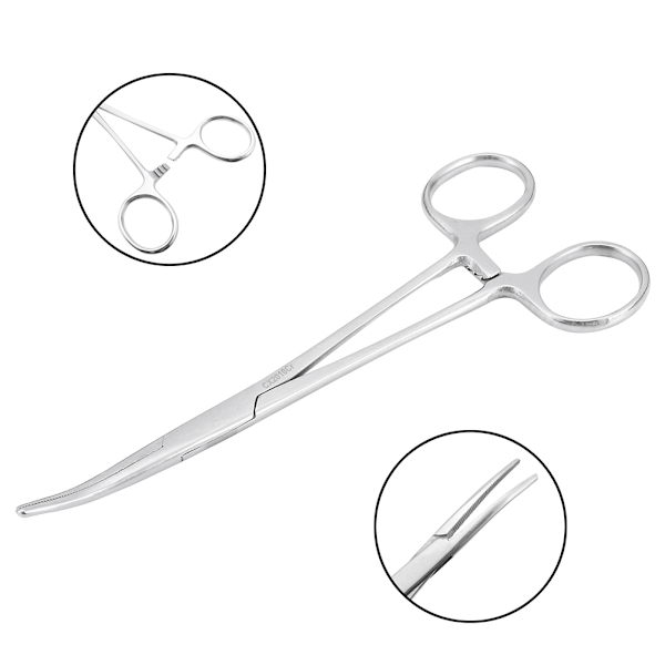 Hemostatiska tänger, miljövänlig precisionsprestanda rostfritt stål låsspärr för kliniska procedurer, tandade käftar som säkerställer greppsäkerhet