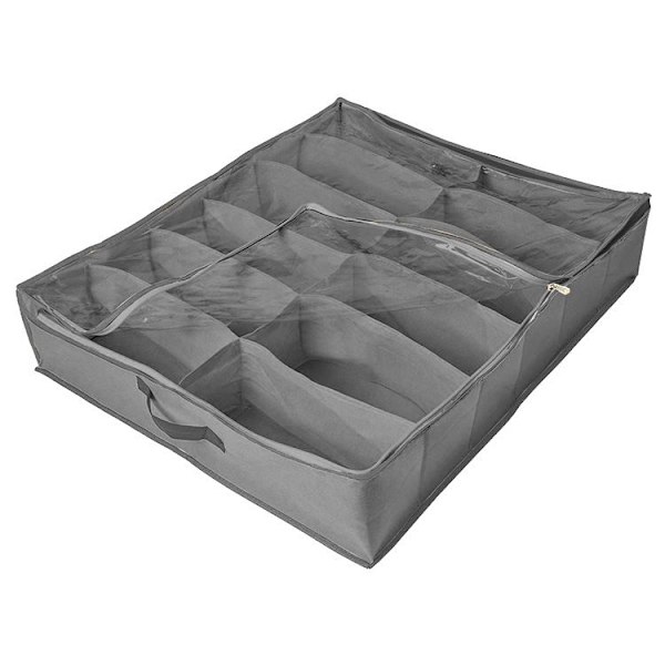 12-rutnät sängbotten skobox 73 * 58 * 13 cm (grå), lämplig för personer med flera par skor, stor förvaringslåda, skoskåpsförvaringspåse