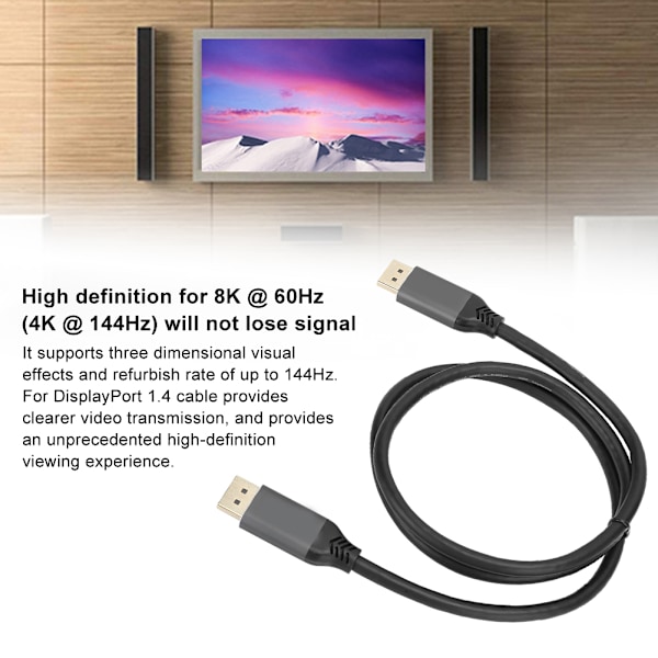 1.4 Hane till Hane DP till Hane till Hane DP Kabel Tråd för 8K Universell Kompatibilitet (1M)