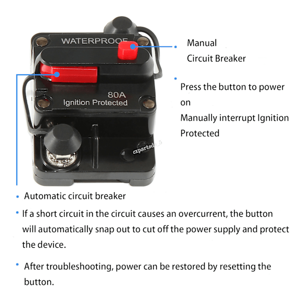 60A automatisk strömbrytare säkring automat 12V-48V fordons säkringshållare