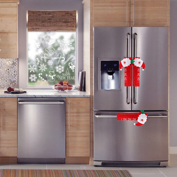 2 st julhandtagsskydd för kylskåp, 3D söta kök
