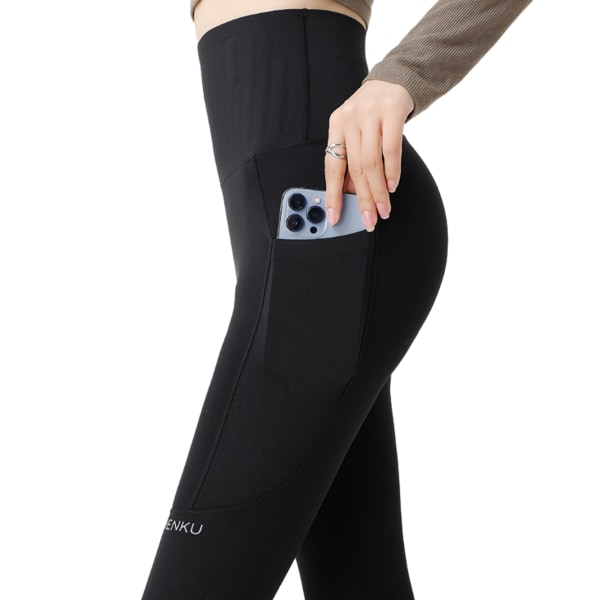Yogabyxor med fickor för kvinnor - Leggings med fickor Hög midja magkontroll Icke genomskinliga träningsbyxor