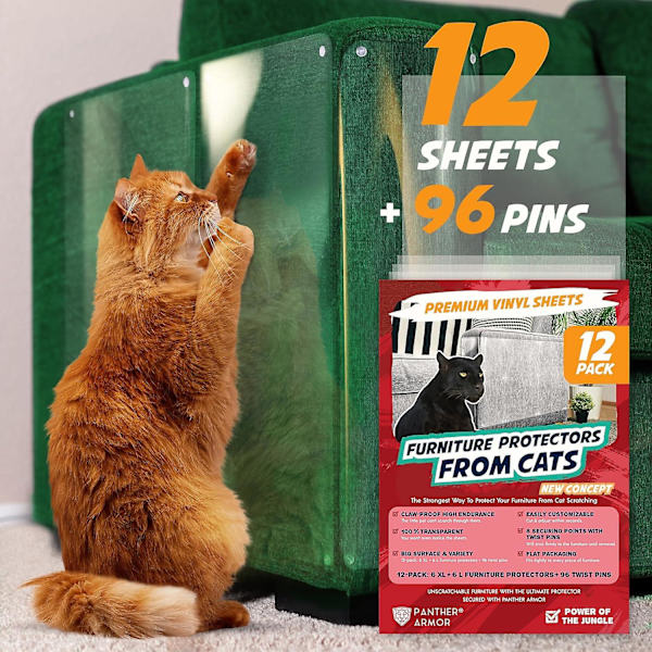 12-pack Möbelskydd från Kattklös - Anti-Katt Soffa Skydd - Soffa Hörn Klösning Träning Tejp Avskräckande (FMY)