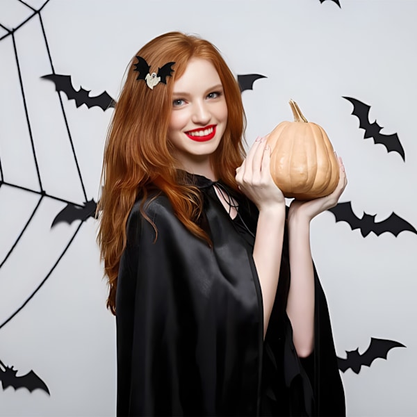 1 par Halloween Dödskalle Fladdermus Hårspännen Retro Hårnål med Punk Clips Ny Hårstyling (Fladdermus Dödskalle) Style 1
