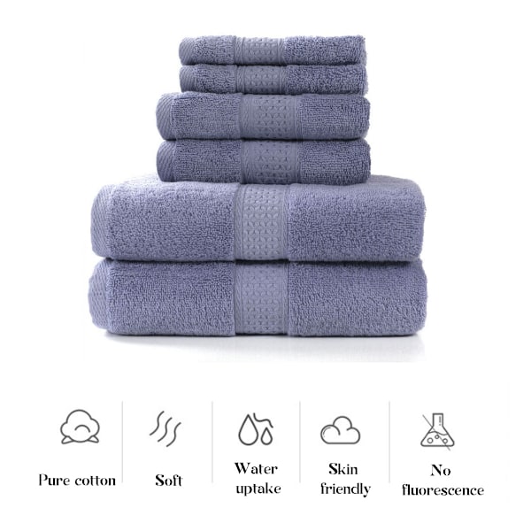 Ultra Soft 6-delars handduksset - 100 % bomull, innehåller 2 x 140X70 extra stora badlakan, 2 x 34X75 handdukar, 2 x 33X33 ansiktshanddukar.