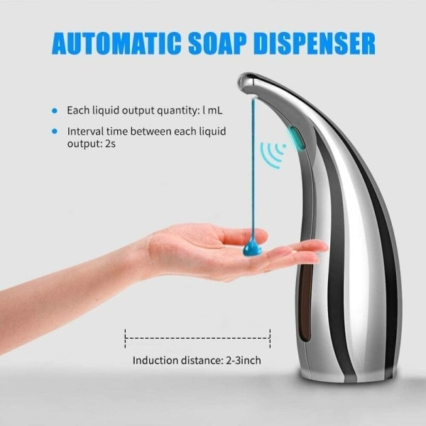 Galaxy Automatisk tvålpump, beröringsfri handtvålsdispenser, set (300 ml silver)