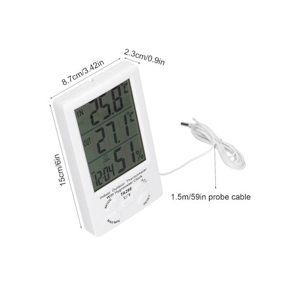 Digital Hygrometer Termometer För Inomhus Utomhus, Rumfuktighetstestare Med Visualiserad Stor LCD-skärm Och Enkel Installation För Hemmakontor