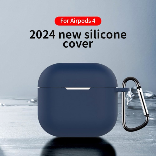Skyddande Fodral för AirPods 4 (2024), Midnattsblå, med Karabinhållare Midnight Blue