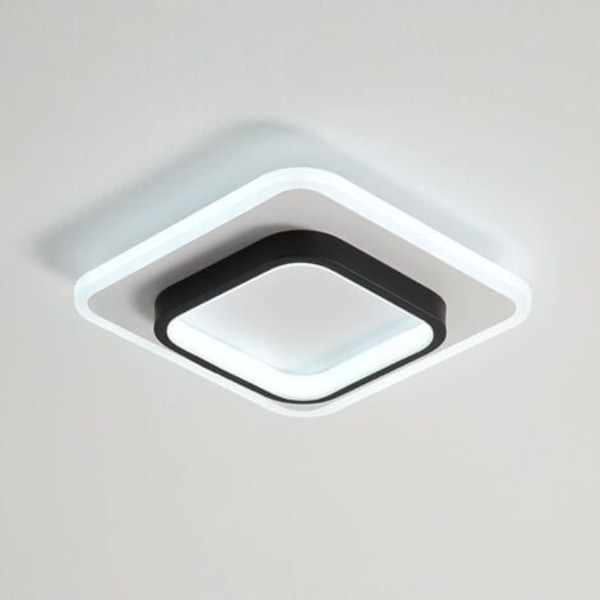 Lampe de plafond carré nordique 20W，Plafonnier LED, pour Couloirs Salon Chambre à coucher, Diamètre 24cm, 3000K-6500K (3 températures de