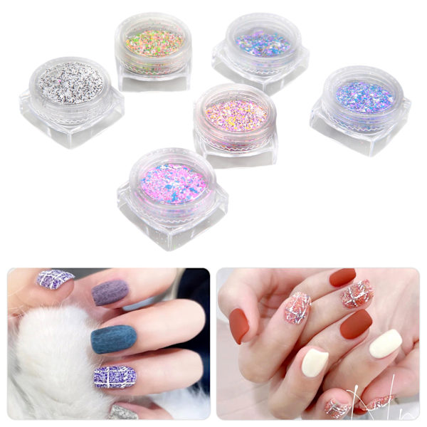 Holografiskt Nagelglitter, Hälsosamt Iridescent Pulver För Elegant Utsökt Design, Lämpligt För UV Gel Akryl Riktiga Naglar, Perfekt Gåva Till Din