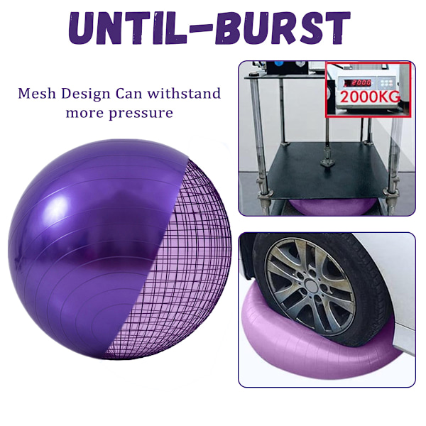 Mjuk träningsboll, Anti-Burst Yogaboll Stolstöd, Stabilitet Swiss Ball med Pump för Graviditet Förlossning, Träning, Workout, Fitness, Balans, Purple