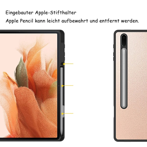 Galaxy S7 Lite T730/T735 Foliofodral, S Pen-hållare Kompatibel med 12,4 tum, Tunt Lätt TPU-baksida, Automatisk Väcka/Sov-funktion, Multi-Viewing