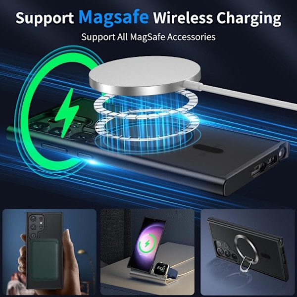 Samsung S24 Ultra - Skal MagSafe Stöttåligt Frostad Matt Svart