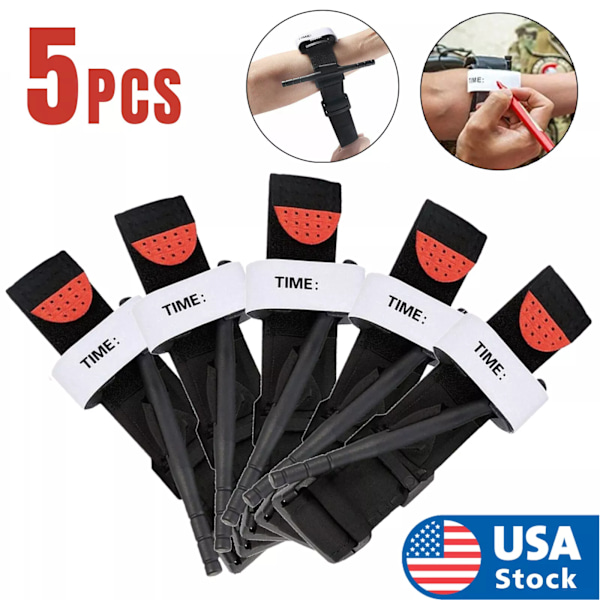 5-pack Tourniquet Snabb Enhandsapplikation Nödsituation Utomhus Första Hjälpen Kit USA