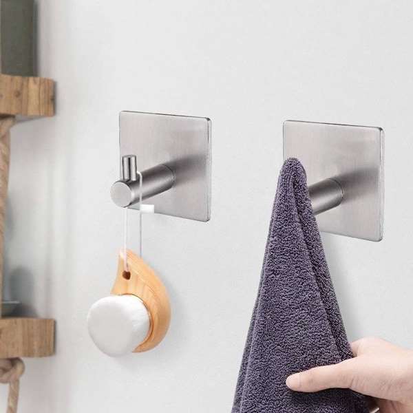 Handdukskrokar, 4-pack, handdukshållare, väggkrokar, självhäftande krokar, självhäftande KLB
