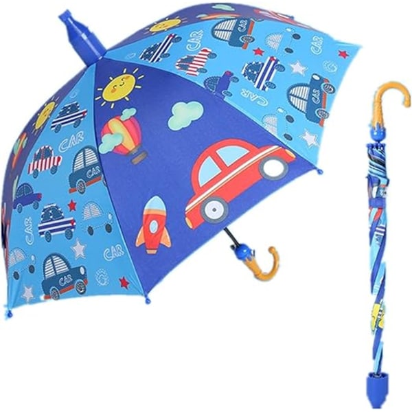 Tecknat Långt Handtag Paraply Helautomatiska Söta Mönster Dubbel användning Söta Barn Paraply för Barn Dagis Bilresor