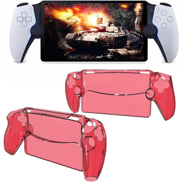 Transparent Full Protection Skydd för PS5 Portal Cover Anti-Drop PC Gaming Konsol Controller Sleeve Skin Anti-Scratch Tvättad för PS5 Portal Röd