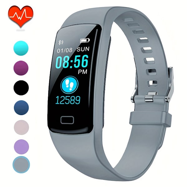 Smartklocka, Fitness Tracker, Aktivitetsmätare Sömnmonitor med IP68 Vattentät, Hälsoträning Fitness Watch Stegräknare Stegräknare Gå Gray Gray