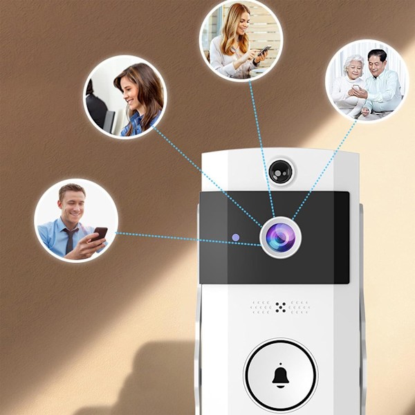 Intelligent Visuell Dörrklocka, Vitt ABS-material, 1280X720 Upplösning, 90° Visuell Vinkel, Optimerad för 2.4G Wifi, Realtids Tvåvägsröst