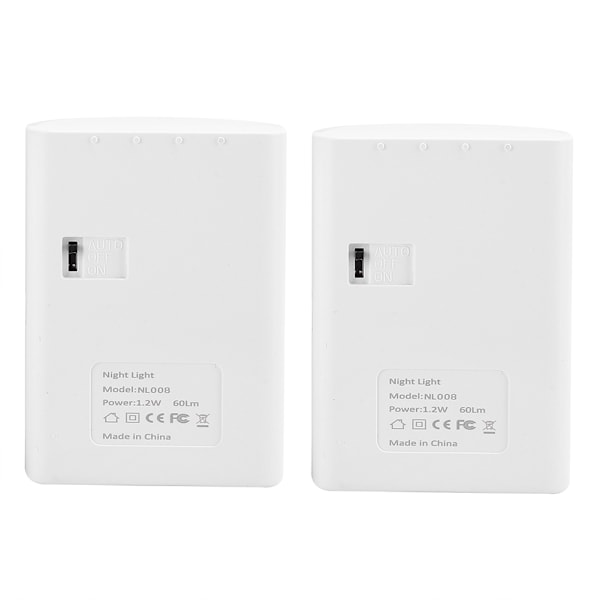 LED Plug-in Lampa, Rörelsesensor Nattlampa med Energieffektiv Design, Batteridriven Sensorlampa för Hall Trappa Badrum, 2 st
