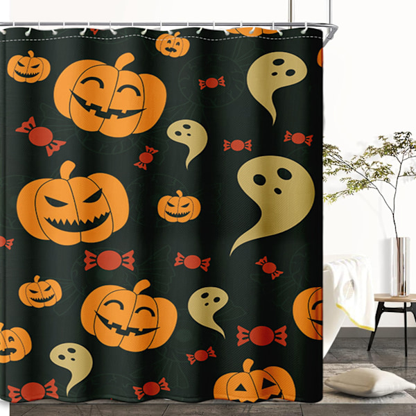 Duschdraperisatser för Badrum 72Bx72H Höst Gröna Löv Duschdraperi Rutigt Polyester Badkarsdraperi Säsongsbetonad Högtids Badrumsdekor med 12 Style 2