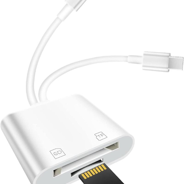 Lightning till SD för iPhone/iPad, minneskortläsare med dubbla kortplatser