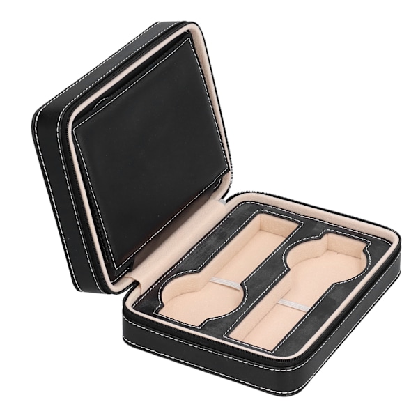 Elegant Klockpresentation, Rese-klocketuier med Mikrofiberläder och Bilsömnad för Män Kvinnor, Portabel Klockförvaring med Stor Kapacitet