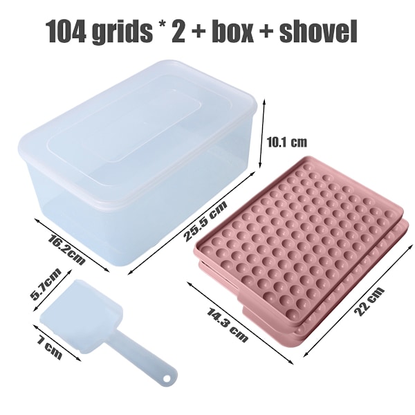 Isbitsformar, Små Lättsläppta 104x2STK Liten Krossad Isform för Kylning av Drycker Kaffe Juice (2-pack Blå Isformar & Isbehållare & Isskopa) Style 2