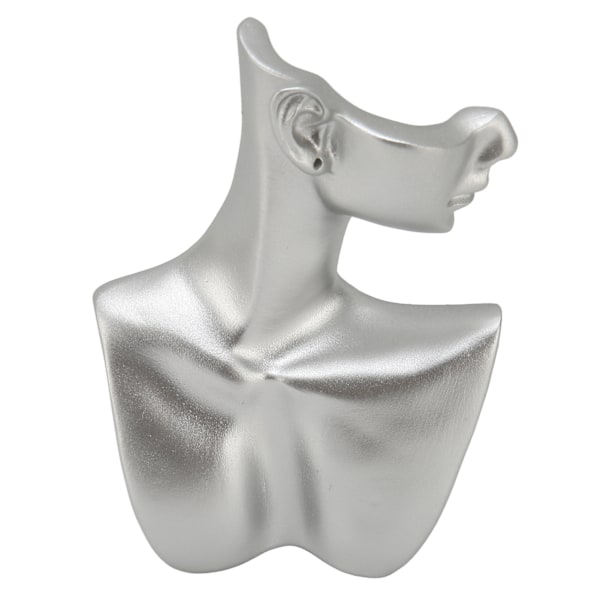 Smyckesdisplay Mannekäng Harts Silver Högglansig Multifunktionell Heminredning Örhängesdisplay Byst för Halsband M