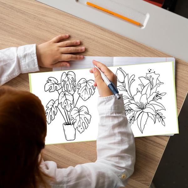 Färgläggning av växter och blommor | Kreativ färgläggningbok | Målarböcker, bärbar stressreducerande bok, lugnande färgläggningbok för