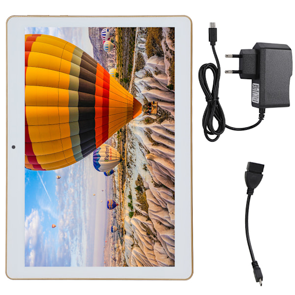 10,1-tums IPS 4+64G 4000mah WiFi Bluetooth GPS för Android Tablet Guld 110-240V (EU-kontakt)