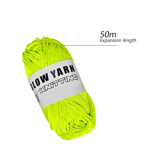 2 rullar Glow in The Dark Garn för virkning, 50 m per rulle Luminous DIY Glow Garn för stickning för nybörjare Festtillbehör Scrubby Garn