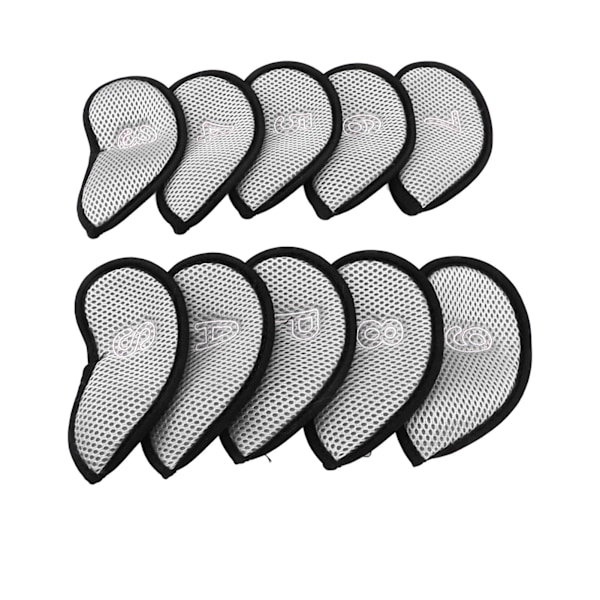 10 st Golf Iron Covers Set med Nummer Vattentätt Golfhuvudskydd Skyddande Huvudskydd för Träningsplan Ljusgrå