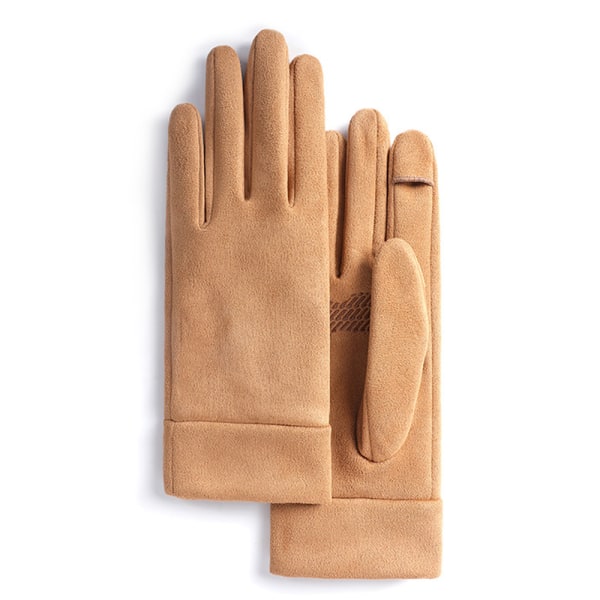 Thermal Fingerless Texting Wool Gloves-Camel