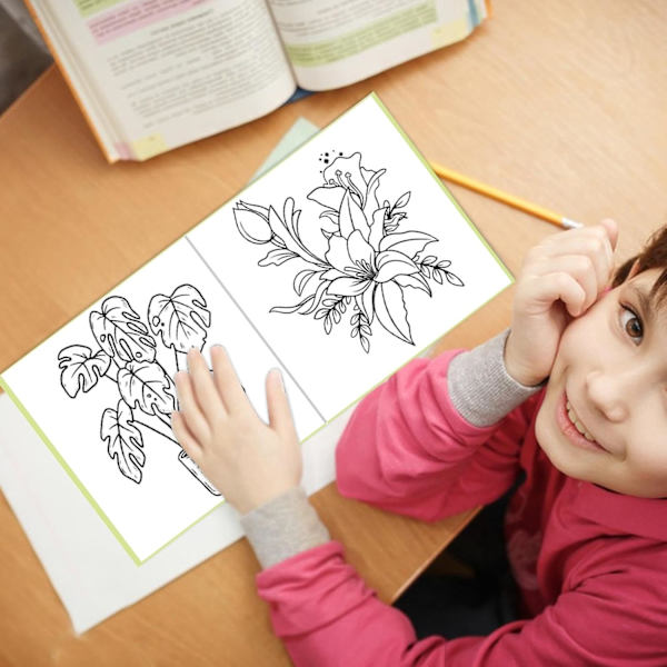Färgläggning av växter och blommor | Kreativ färgläggningbok | Målarböcker, bärbar stressreducerande bok, lugnande färgläggningbok för