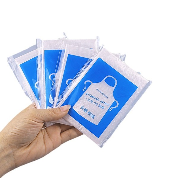 Engångsförkläden (100-pack) Vattentäta plastförkläden för målning, matlagning, hushållsarbete och picknick - Individuellt förpackade