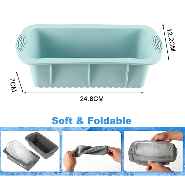 Isblockform för isbad, 6-pack 6,8 kg Stora Iskubformar, Silikon Isbad Isform Återanvändbara Atleter Kall Dyk Tillbehör Blue