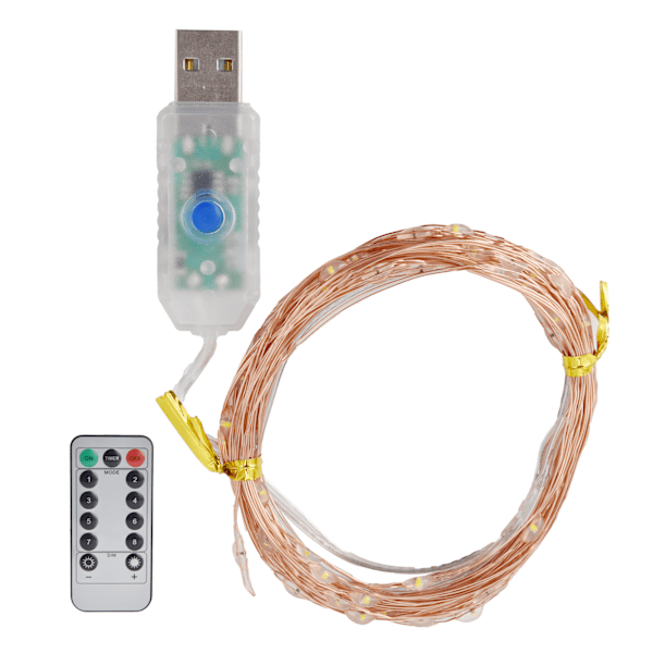 Dekorativa lampor med hög ljusstyrka, flexibel koppartråd med timerfunktion LED-slingor för jul-, bröllops- och festdekoration (10 m)