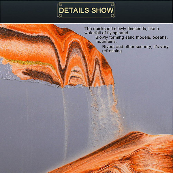 Rörlig sandkonstbild Timglas Deep Sea Sandscape Glas Quicksand 3d Målning Guld Gold