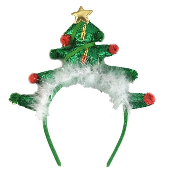 Julhårband Grön Julgran Stjärnhårband för Kvinnor Män Fluffig Design Vinter Håraccessoarer Style 4