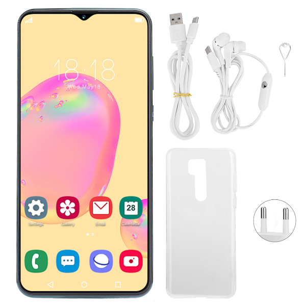 6.7IN 1440X3040 Fingeravtrycksupplåsning Dubbla SIM-kort Dubbel Standby Smartphone 100‑240V 8+256GBEU