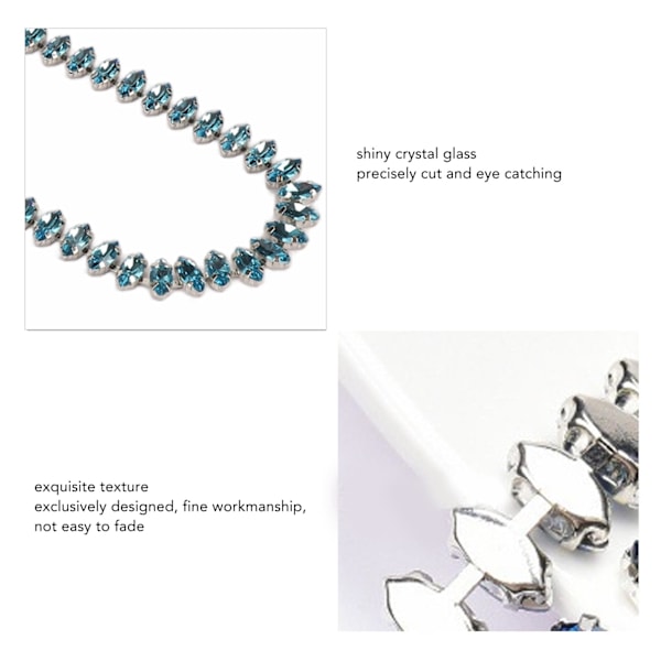 Rhinestone Klokedja 1 Yard Lång Glittrande Elegant Mångsidig Rhinestone Rem för Smycken Kläder DIY Blå