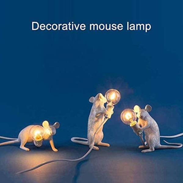 Retro Råtta Bordslampa Mus Skrivbordsljus Bedside Resin Möss Lampa Varmrumsdekor E12 Sockel