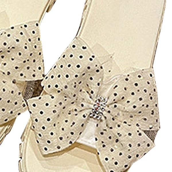 Dam Bow Tie Sandaler Mode Halkfria Bekväma Andningsbara Damtofflor för Sommar Vit 38‑39