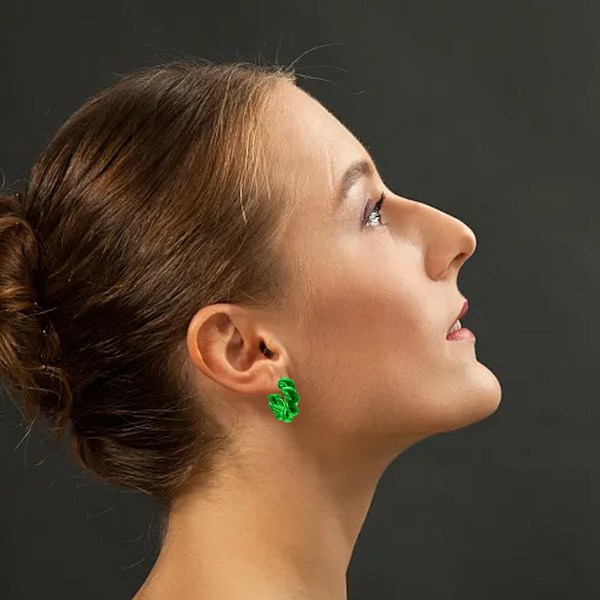 Statementörhängen i harts, färgglada kupolformade creoler för kvinnor, färgglad geometri Green